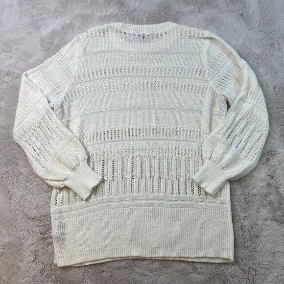 TORRID Pointelle Pullover Balloon Sleeve Sweater Ivory White Loose Knit Size 1X - Picture 11 of 11